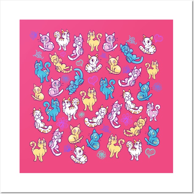 Colourful Cats Wall Art by TechraNova